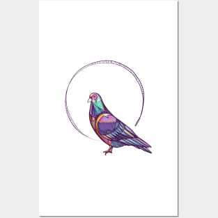 Pigeon ink digital vector illustration Posters and Art